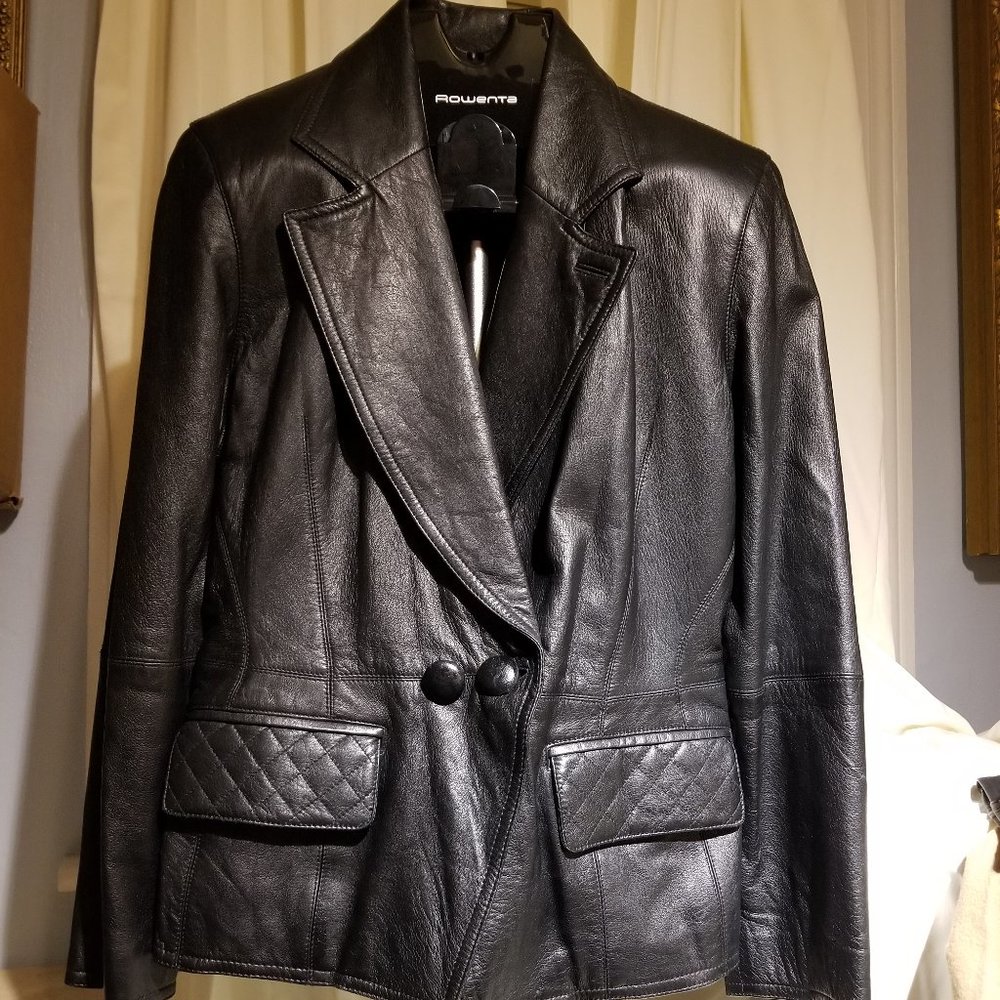 SOLD Fitted long leather jacket by Emanuel Ungaro